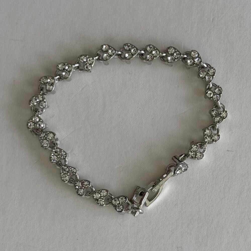 y2k essential silver jewel heart chain bracelet - Picture 5 of 7